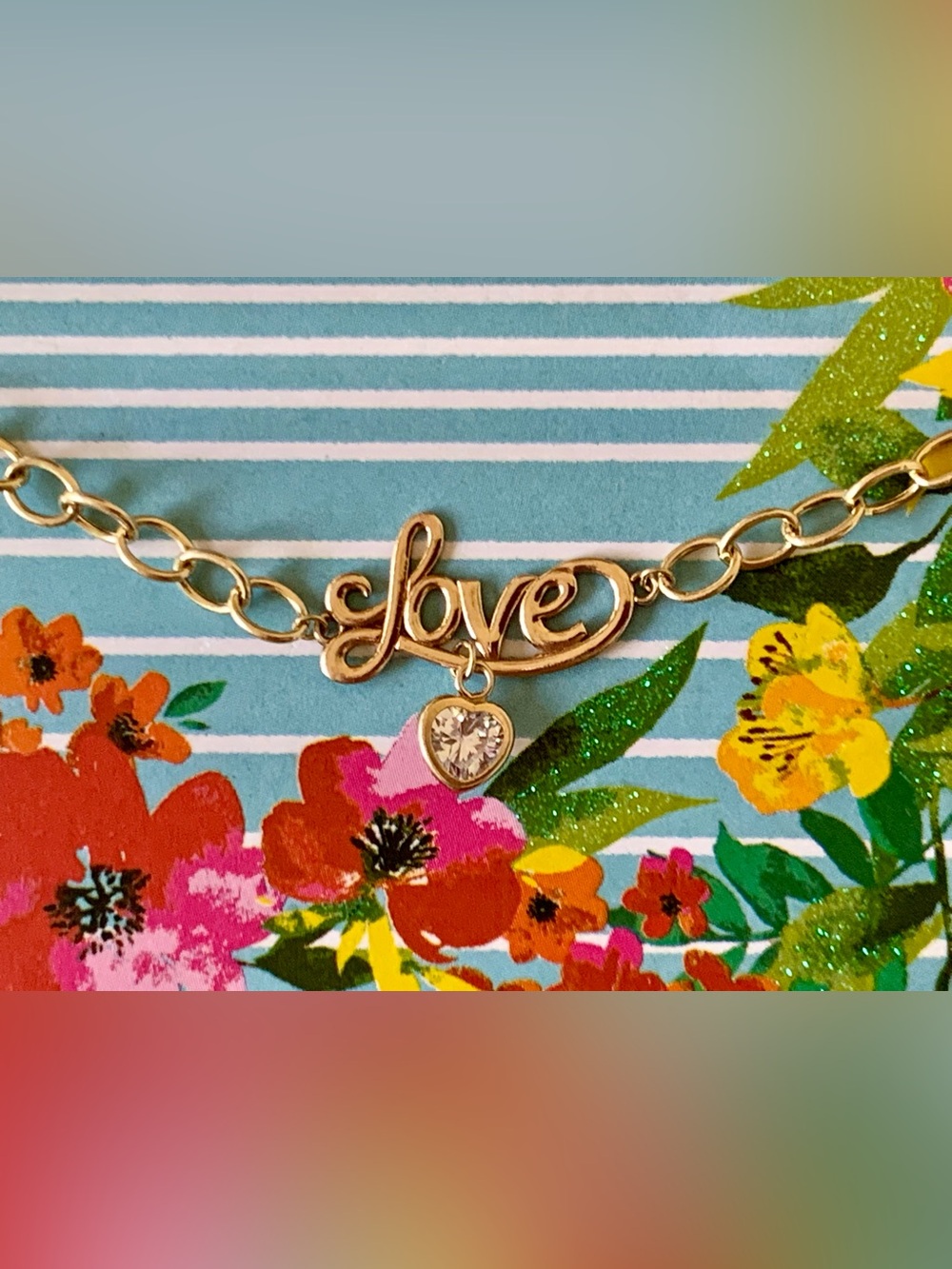 Love Gold Bracelet YG 10K With Charm Dangling From The Word Love In Script!